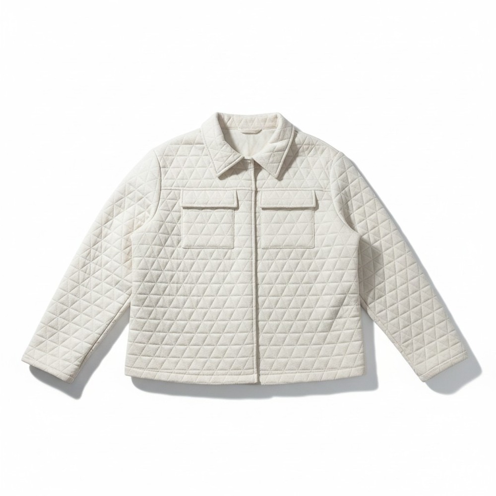 By Design XL Cream Quilted Shacket Jacket Womens Casual Cozy Boho